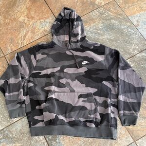 Nike Camouflage Camo Fleece Drawstring Hoodie Black/Gray Men's Size: XL